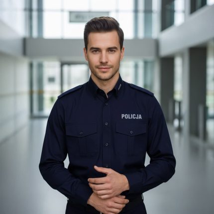 Koszula Męska Służbowa Granatowa Długi Rękaw Policja